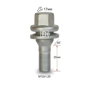 БОЛТ М12*1,25 (КОЛЕСНЫЙ,ПРЕССШАЙБА, КЛЮЧ 17) PEUGEOT