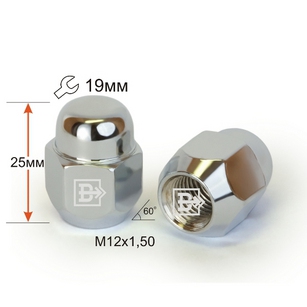 ГАЙКА М12*25*1,5 (КОЛЕСНАЯ, КОНУС ЗАКРЫТ, КЛЮЧ 19) 