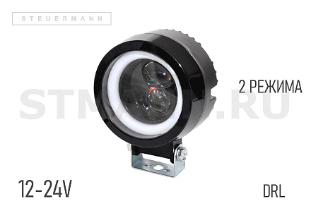 ФОНАРЬ СВЕТОДИОДНЫЙ (2 LENS) БЕЛЫЙ (2 РЕЖИМА +DRL) КРУГ