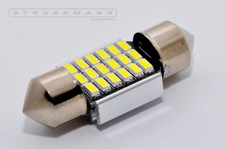 ЛАМПА СВЕТОДИОД.12V C5W (31ММ, БЕЛЫЙ, 16 SMD) SV8.5-8 РАДИАТОР