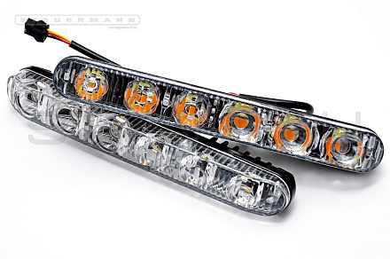 ХОДОВЫЕ ОГНИ ДНЕВНОГО СВЕТА (15 СМ, 6LED, 2ШТ) ПРЯМЫЕ СТЕКЛО С УКАЗ. ПОВОРОТ.