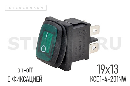 ВЫКЛЮЧАТЕЛЬ-КЛАВИША 19*13 (ПРЯМОУГОЛ.ЗЕЛЕНЫЙ) 2 ПОЛОЖ. 4 pin on-off С ПОДСВЕТКОЙ, С ПЫЛЬНИКОМ