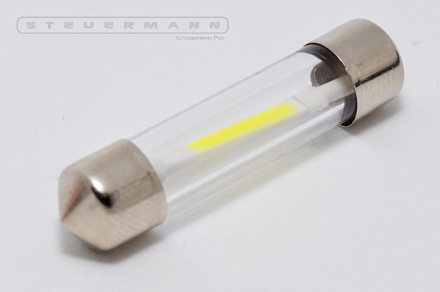 ЛАМПА СВЕТОДИОД.12V C5W (39ММ, БЕЛЫЙ, COB) SV8.5-8 СТЕКЛО