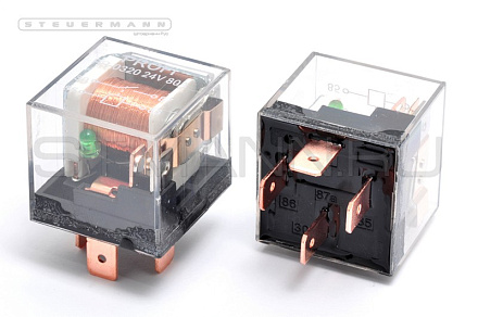 РЕЛЕ СИЛОВОЕ 12V (4-Х КОНТАКТ.80А) С УШКОМ ПРОЗРАЧНОЕ