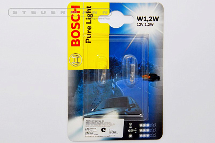 ЛАМПА 12V W1.2W (Б/Ц) W2*4.6d "BOSCH" (2 ШТ. БЛИСТЕР)