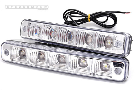 ХОДОВЫЕ ОГНИ ДНЕВНОГО СВЕТА (15 СМ, 5 LED 2ШТ) ПРЯМЫЕ СТЕКЛО