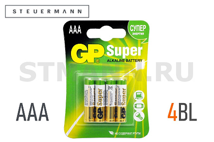 БАТАРЕЙКА "GP" SUPER Alkaline ААA (4 ШТ) блистер