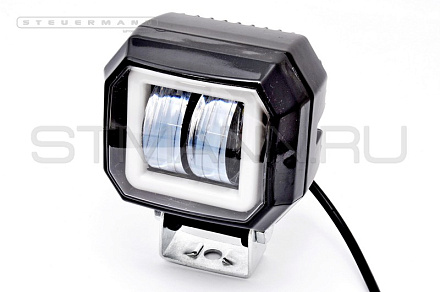 ФОНАРЬ СВЕТОДИОДНЫЙ (2 CREE 15W) БЕЛЫЙ+DRL КВАДРАТ