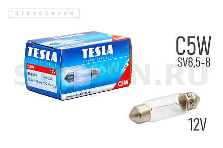 ЛАМПА 12V C5W (39 ММ) "TESLA" SV8.5-8 