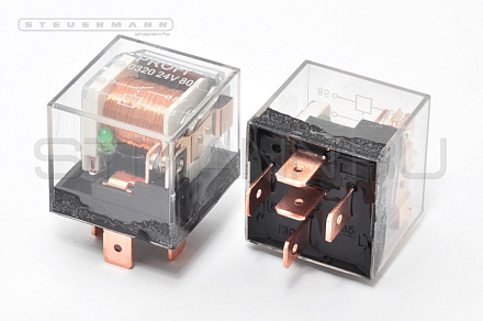 РЕЛЕ СИЛОВОЕ 24V (5-ТИ КОНТАКТ.80А) С УШКОМ ПРОЗРАЧНОЕ