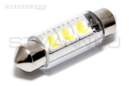 ЛАМПА СВЕТОДИОД.24V C5W (36ММ, БЕЛЫЙ, 5 SMD ЛИНЗА) SV8.5-8