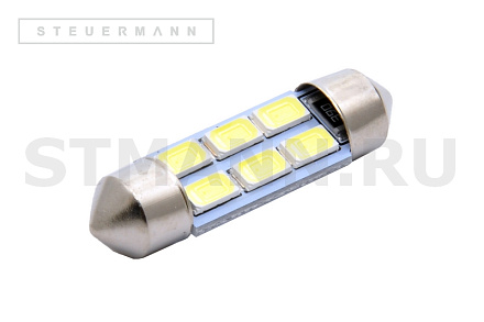 ЛАМПА СВЕТОДИОД.12V C5W (36ММ, БЕЛЫЙ, 6 SMD) SV8.5-8