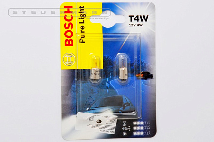 ЛАМПА 12V T4W BA9s "BOSCH" (2 ШТ. БЛИСТЕР)