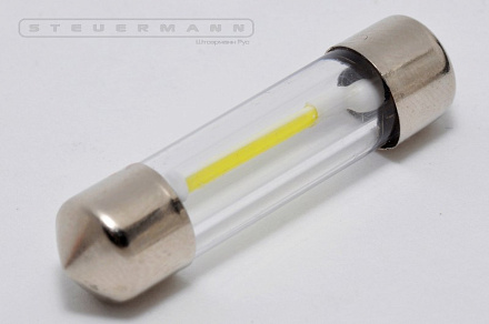 ЛАМПА СВЕТОДИОД.24V C5W (36ММ, БЕЛЫЙ, 5 COB) SV8.5-8 СТЕКЛО