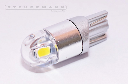 ЛАМПА СВЕТОДИОД.12V-24V W5W (БЕЛЫЙ Б/Ц 3 SMD) W2.1*9.5d