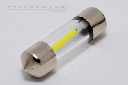 ЛАМПА СВЕТОДИОД.12V C5W (31ММ, БЕЛЫЙ, COB) SV8.5-8 СТЕКЛО