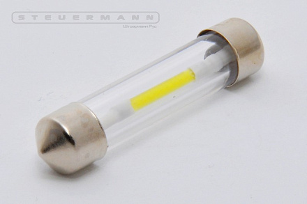 ЛАМПА СВЕТОДИОД.12V C5W (41ММ, БЕЛЫЙ, COB) SV8.5-8 СТЕКЛО