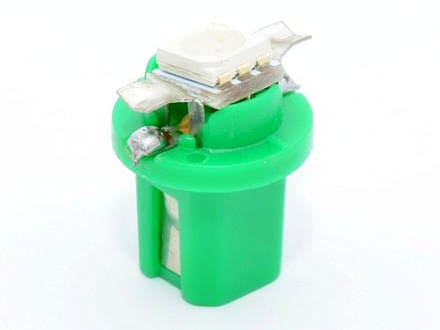 ЛАМПА СВЕТОДИОД.24V 1.2W  (ЗЕЛЕНЫЙ 1SMD) B8.5d