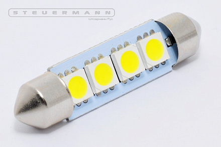 ЛАМПА СВЕТОДИОД.24V C5W (41ММ, БЕЛЫЙ, 3 SMD) SV8.5-8