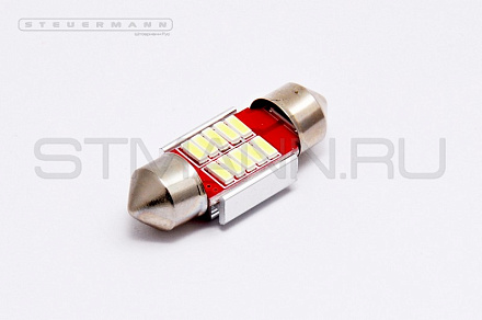 ЛАМПА СВЕТОДИОД.12V C5W (31ММ, БЕЛЫЙ, 10 SMD) SV8.5-8 РАДИАТОР