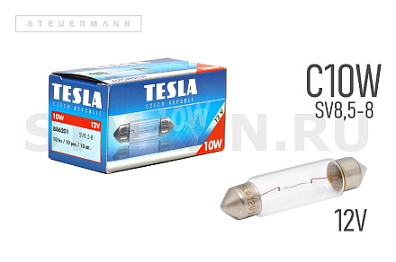 ЛАМПА 12V C10W (41 ММ) "TESLA" SV8.5-8 