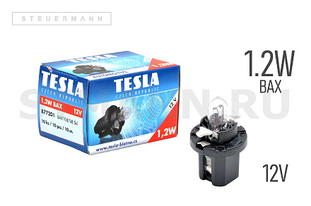 ЛАМПА 12V 1.2W "TESLA" BX8.5d (ПАТРОН)