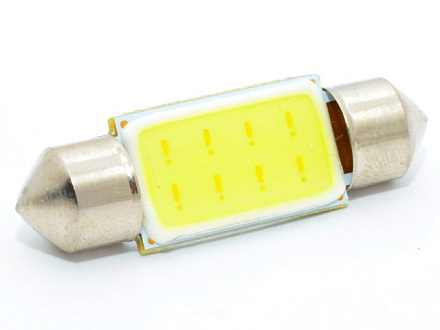 ЛАМПА СВЕТОДИОД.12V C5W (36ММ, БЕЛЫЙ, COB) SV8.5-8