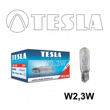 ЛАМПА 12V W2.3W (Б/Ц) W2*4.6d "TESLA" 