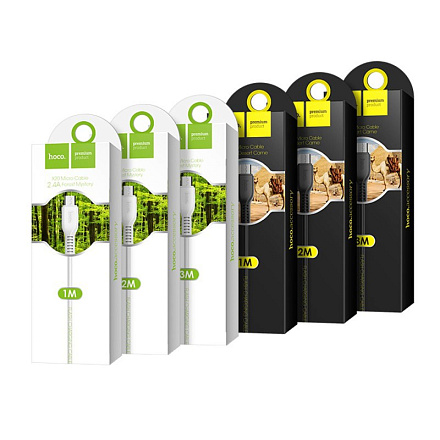 КАБЕЛЬ MicroUSB/USB, 2.4A "HOCO" 2 МЕТРА