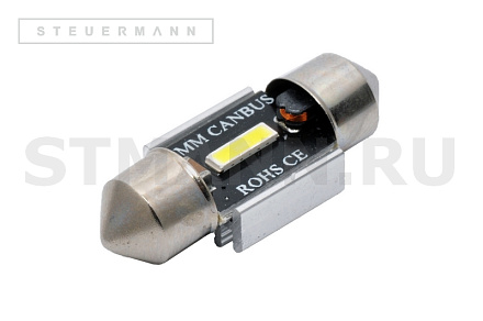 ЛАМПА СВЕТОДИОД.12V C5W (31ММ, БЕЛЫЙ, 1 SMD) 2.7 W SV8.5-8 РАДИАТОР