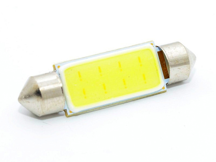 ЛАМПА СВЕТОДИОД.12V C5W (41ММ, БЕЛЫЙ, COB) SV8.5-8