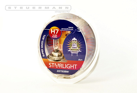 ЛАМПА H7 12V 55W +90% (2 ШТ) SUPER WHITE "STAR LIGHT" Px26d