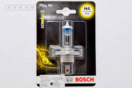 ЛАМПА H4 12V 60/55W +90% "BOSCH" (БЛИСТЕР) 1077