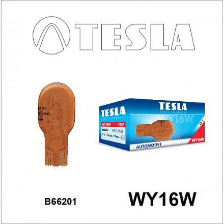 ЛАМПА 12V WY16W (Б/Ц) W2.1*9.5d "TESLA" ЖЕЛТАЯ