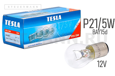 ЛАМПА 12V P21/5W "TESLA" BAY15d