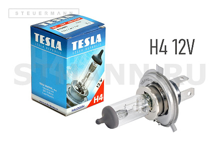 ЛАМПА H4 12V 60/55W "TESLA" (КАРТОН) P43t