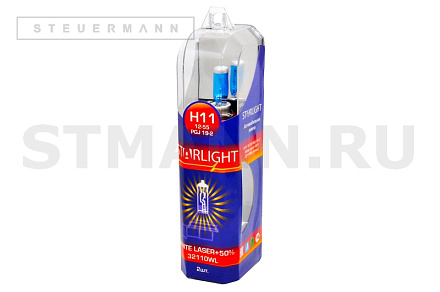 ЛАМПА H11 12V 55W +50% (2 ШТ)  WHITE LASER "STAR LIGHT" PGJ19-2