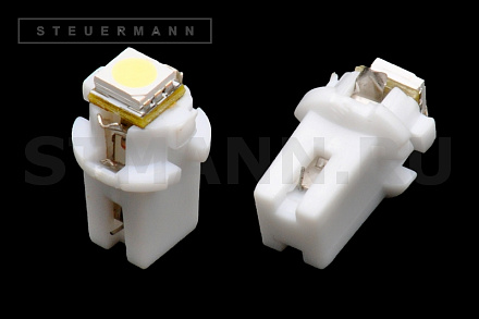 ЛАМПА СВЕТОДИОД.12V 1.2W  (БЕЛЫЙ 1SMD) BX8.3d 
