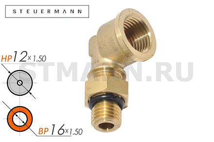 Фитинг угловой M12x1,5 F16x1,5